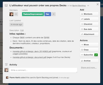 une Card Trello après le passage du designer