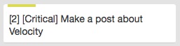 A Trello Card with velocity as a simple number between brackets A Trello Card with velocity